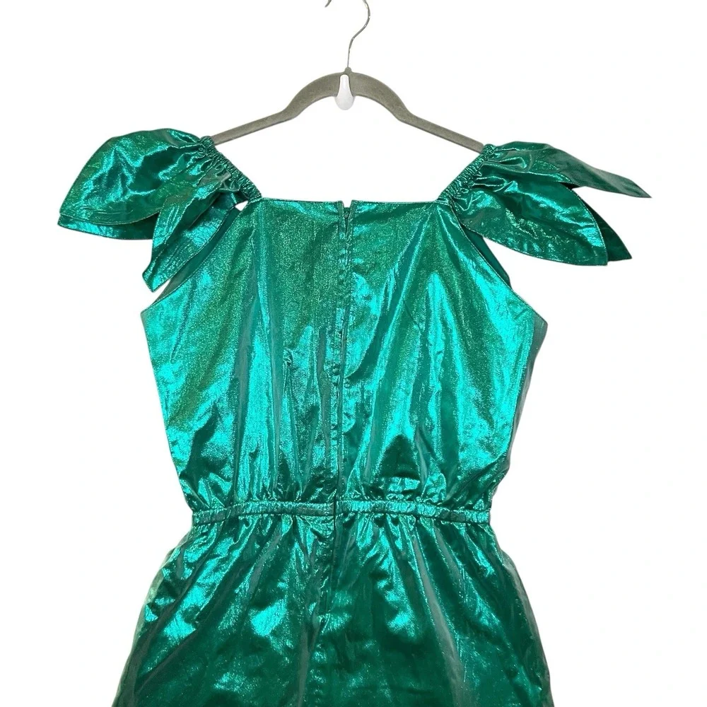 Vintage Secrets Green Fairy Metallic Mini Dress Costume Asymmetric Short S - Picture 5 of 6